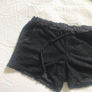 Black lace shorts